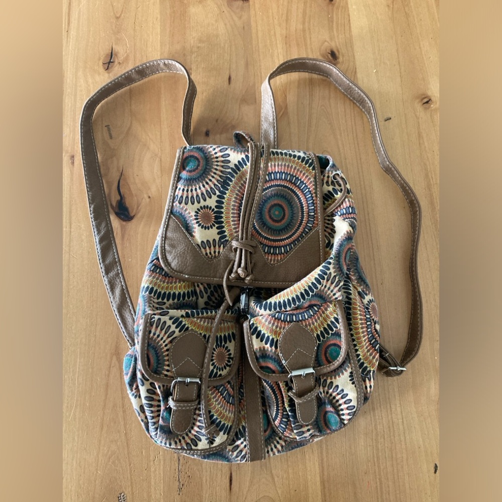 Mandala Brown Canvas Women’s Backpack